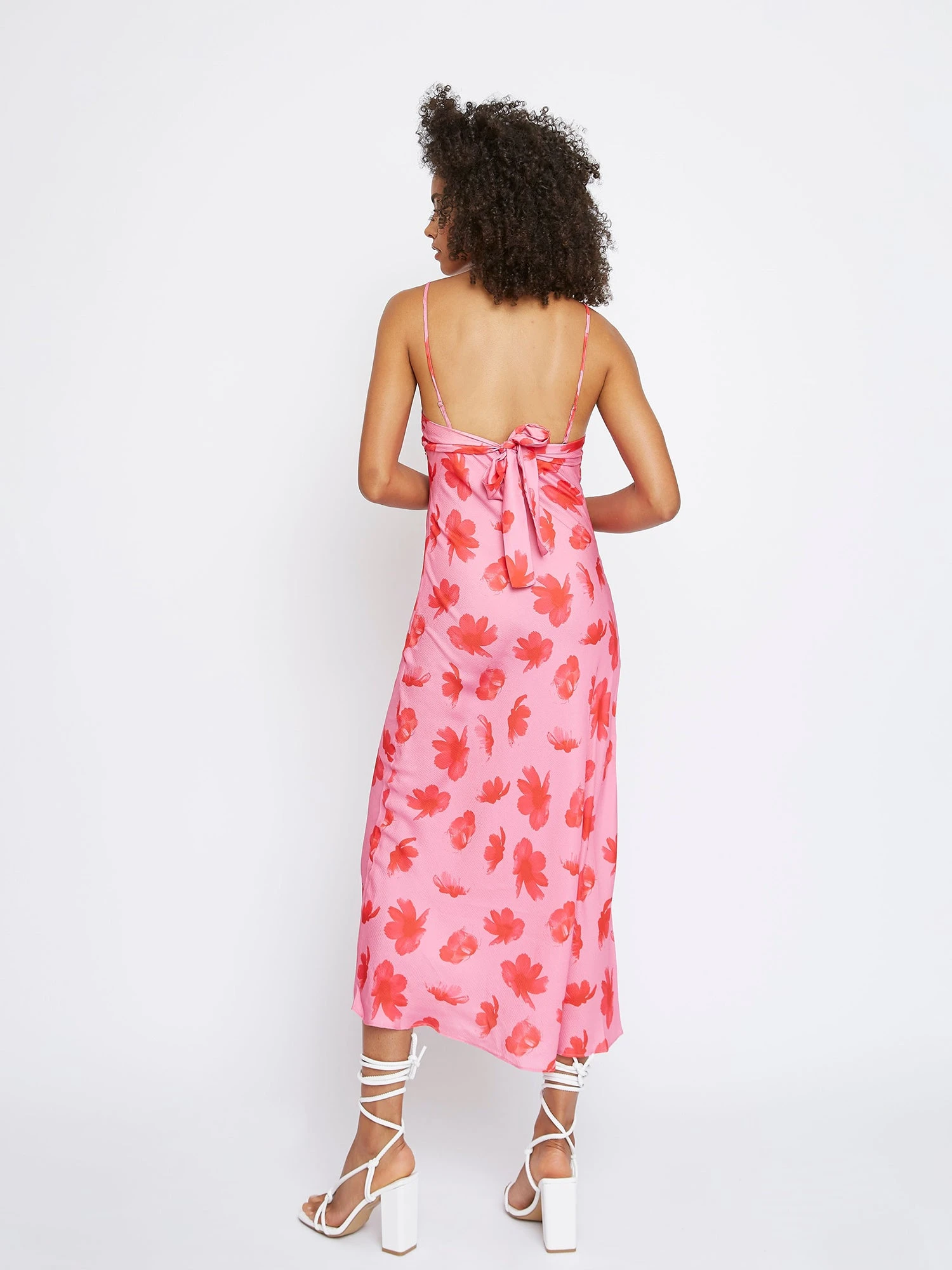 Glamorous Pink Floral Tie Back Midi Dress 5 Glamorous Pink Floral Tie Back Midi Dress - Image 3