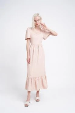 Glamorous Sandstone Square-Neck- Maxi-Dress