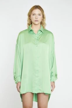Glamorous Apple-Green-Sateen Shirt Oversized Mini-Dress -Glamorous Shop 02af6d85 4a0b 487c 8860 f7d0024890ff