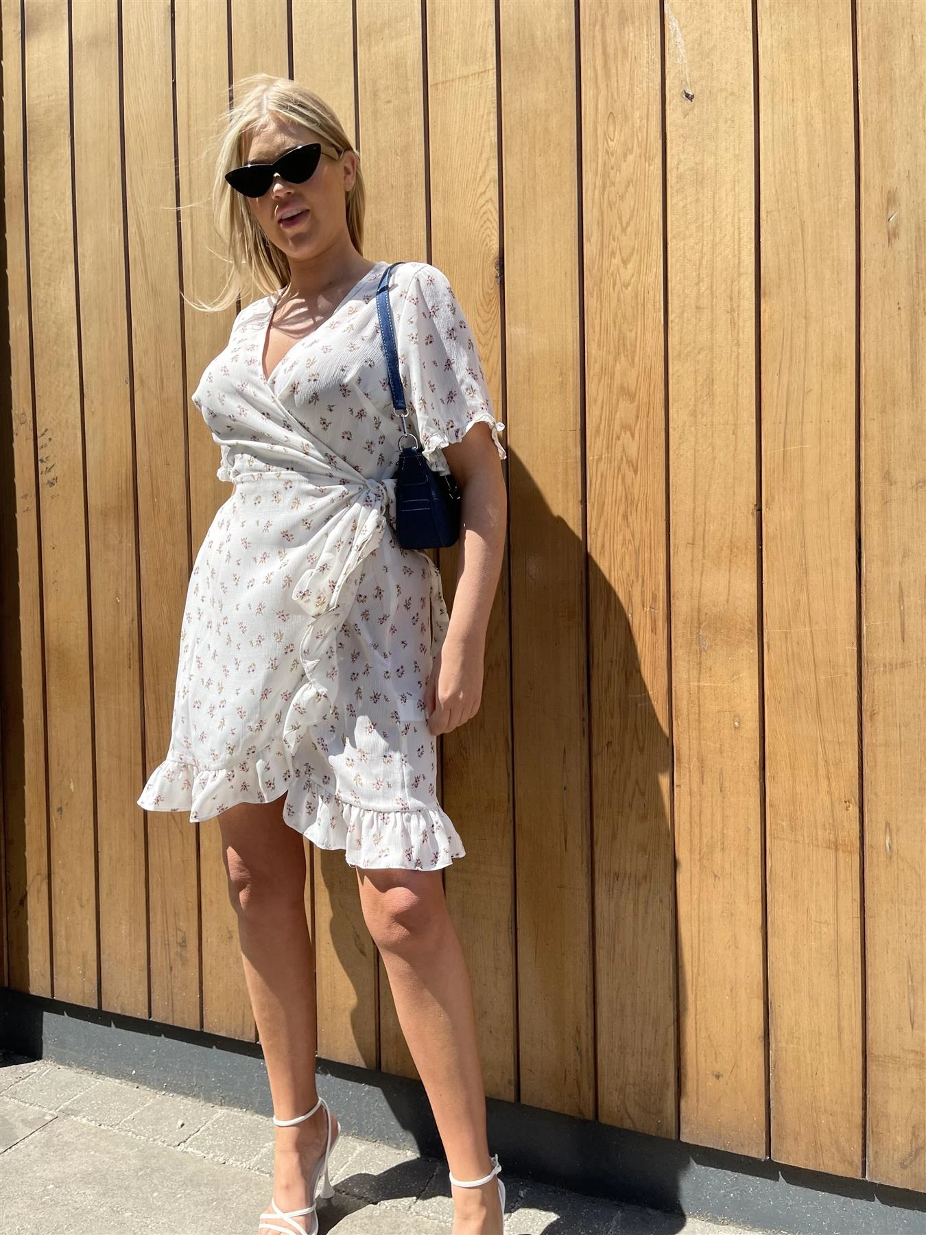 Glamorous Green-Pink Ditsy Wrap Ruffle Mini-Dress 3 Glamorous Green-Pink Ditsy Wrap Ruffle Mini-Dress