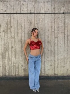 Glamorous Rosa Co-ord Corsage Bust Crop Top - Deep Red -Glamorous Shop 072b0fc5 8b0c 4fc1 9658 add764276ca9