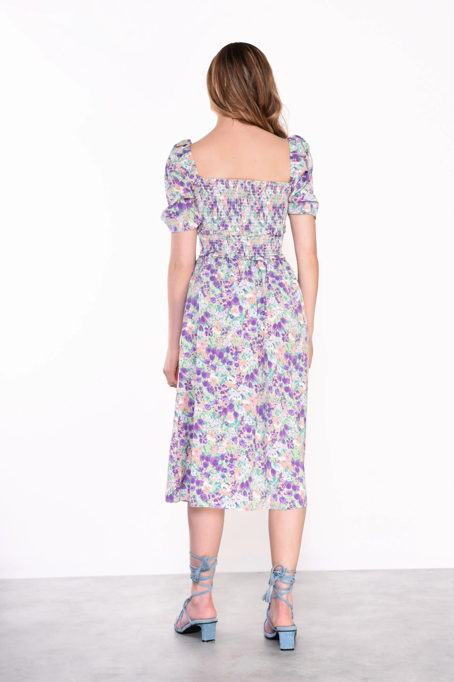 Glamorous Lilac Garden Floral Square Neck Short Sleeve Midi Dress 4 Glamorous Lilac Garden Floral Square Neck Short Sleeve Midi Dress - Image 2