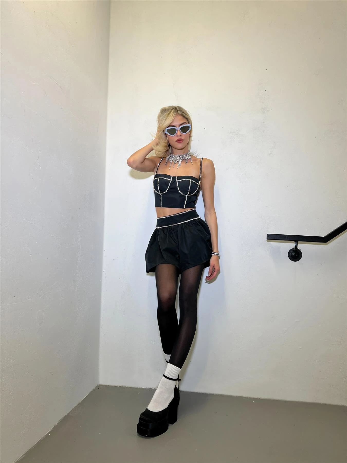 Glamorous Black Diamante Trim Crop-Top 3 Glamorous Black Diamante Trim Crop-Top