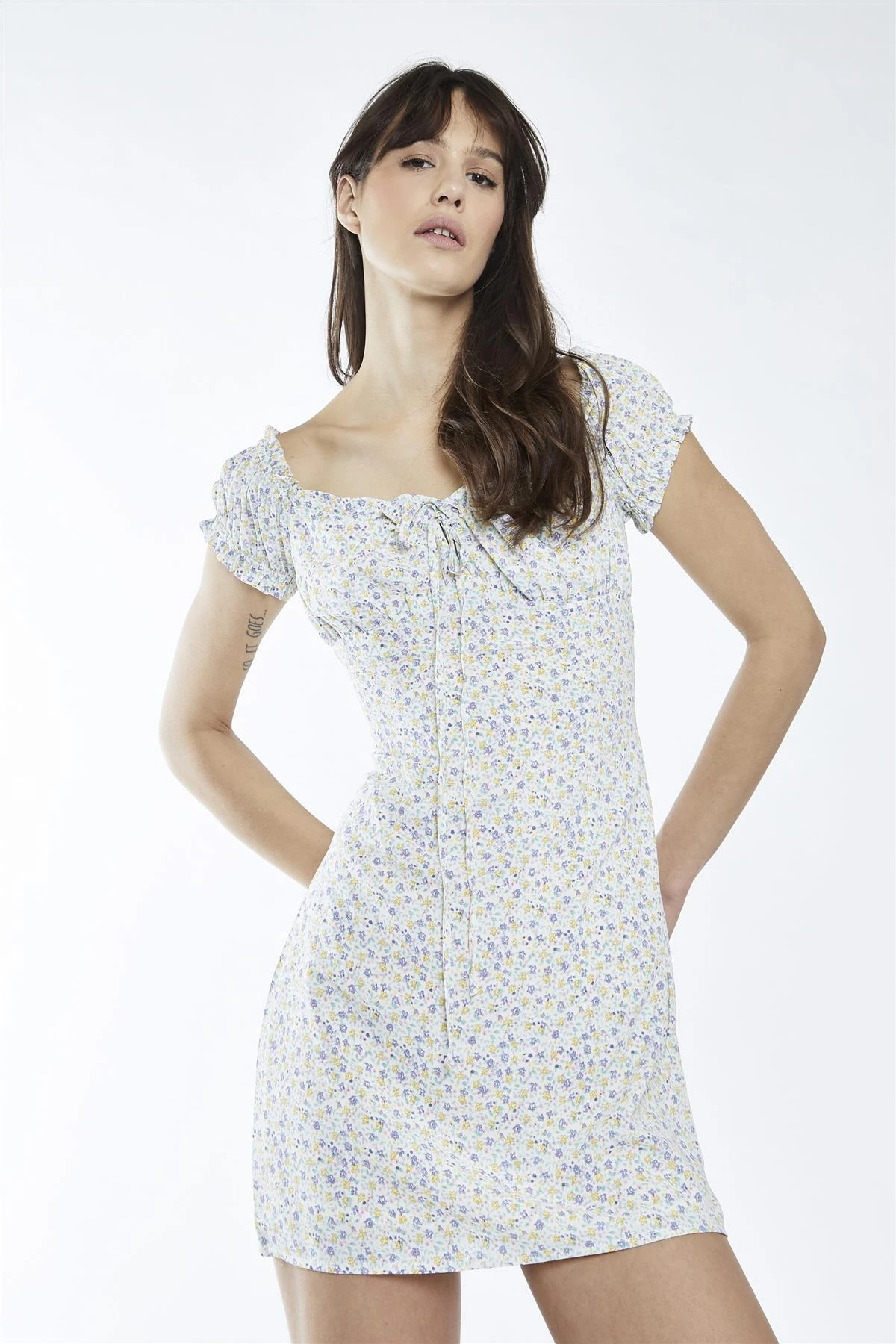 Glamorous Lilac-Multi-Ditsy Front Tie Mini-Dress 5 Glamorous Lilac-Multi-Ditsy Front Tie Mini-Dress - Image 3