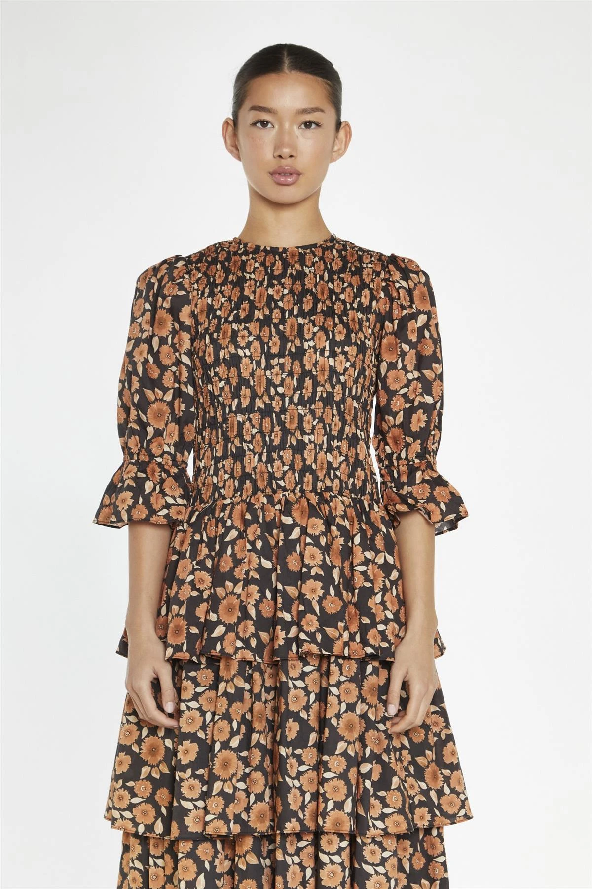 Glamorous Burnt-Orange Daisy Tiered Maxi-Dress 5 Glamorous Burnt-Orange Daisy Tiered Maxi-Dress - Image 3