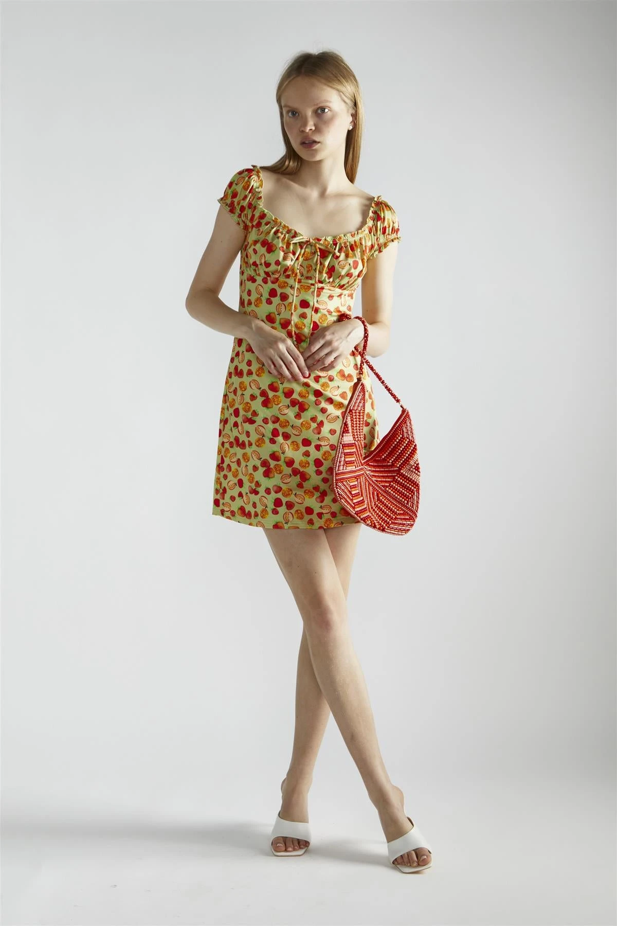 Glamorous Apple-Green-Fruit Short-Sleeve-A-Line Mini-Dress 3 Glamorous Apple-Green-Fruit Short-Sleeve-A-Line Mini-Dress