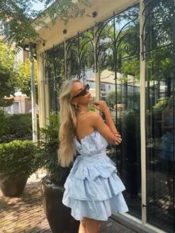Glamorous Light Blue Tiered Pleated Mini-Dress 15 Glamorous Light Blue Tiered Pleated Mini-Dress -Glamorous Shop 11be9192 0734 41bf ad32 697565f9717d