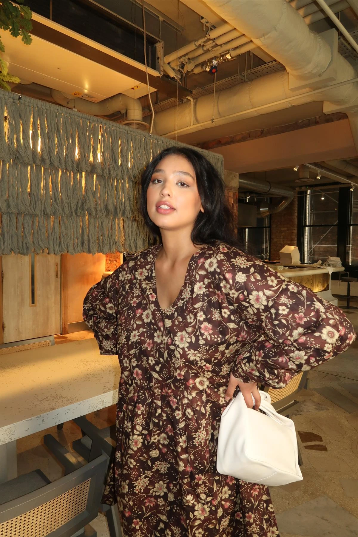 Glamorous Brown Floral Midi-Dress 3 Glamorous Brown Floral Midi-Dress