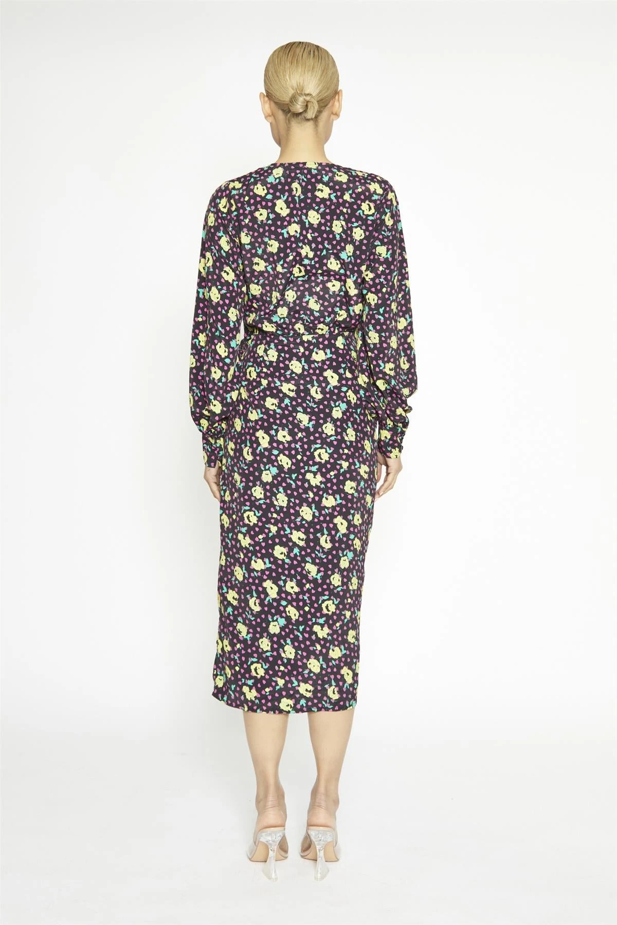 Glamorous Black Multi-Roses Wrap Midi-Dress 4 Glamorous Black Multi-Roses Wrap Midi-Dress - Image 2