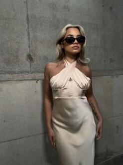 Glamorous Peach-Nude Satin Gathered Cross Front Halterneck Midaxi-Dress 9 Glamorous Peach-Nude Satin Gathered Cross Front Halterneck Midaxi-Dress -Glamorous Shop 16507f8c 6bfe 486c 8fe3 f2bc4700ac14