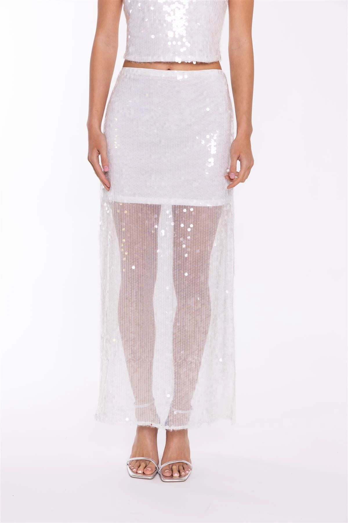 Glamorous Transparent-Sequin Side-Split Midaxi-Skirt 5 Glamorous Transparent-Sequin Side-Split Midaxi-Skirt - Image 3