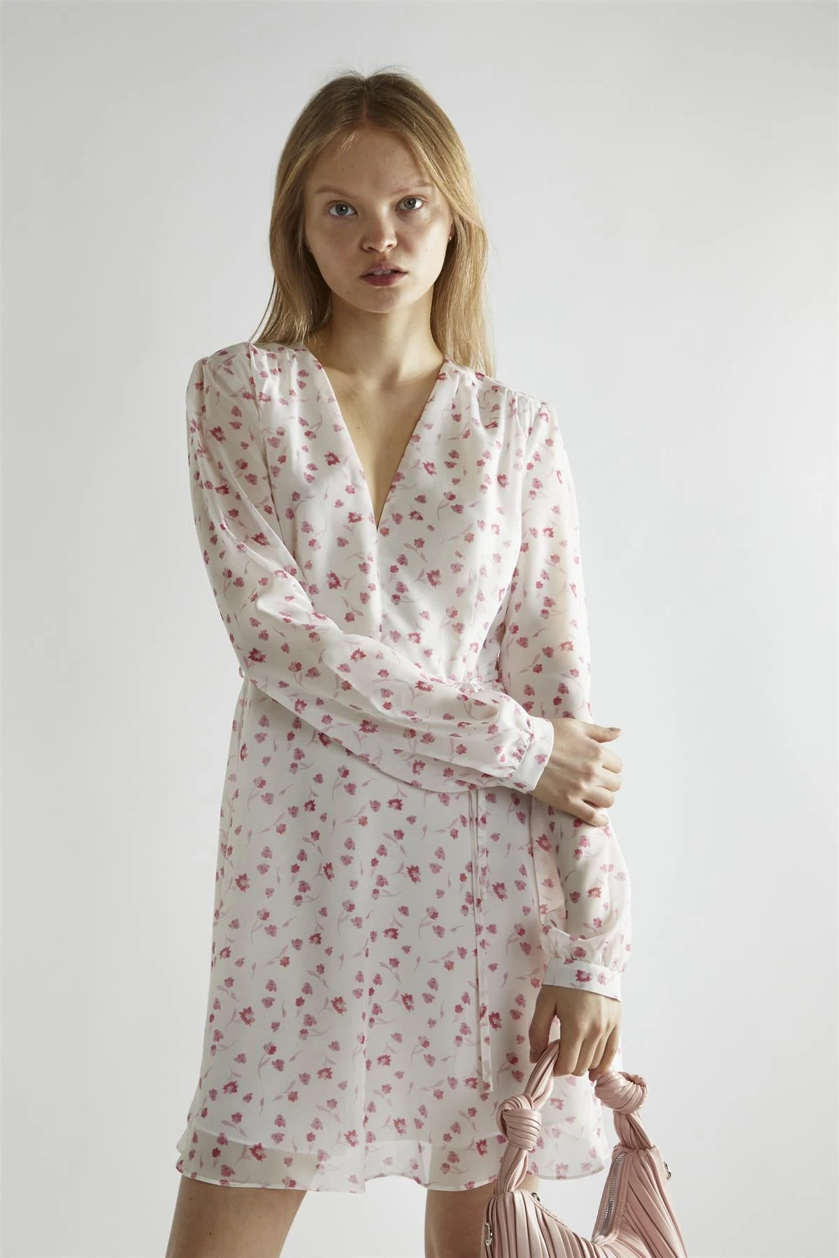 Glamorous Pink Watercolour-Floral V-Neck Mini-Dress 5 Glamorous Pink Watercolour-Floral V-Neck Mini-Dress - Image 3