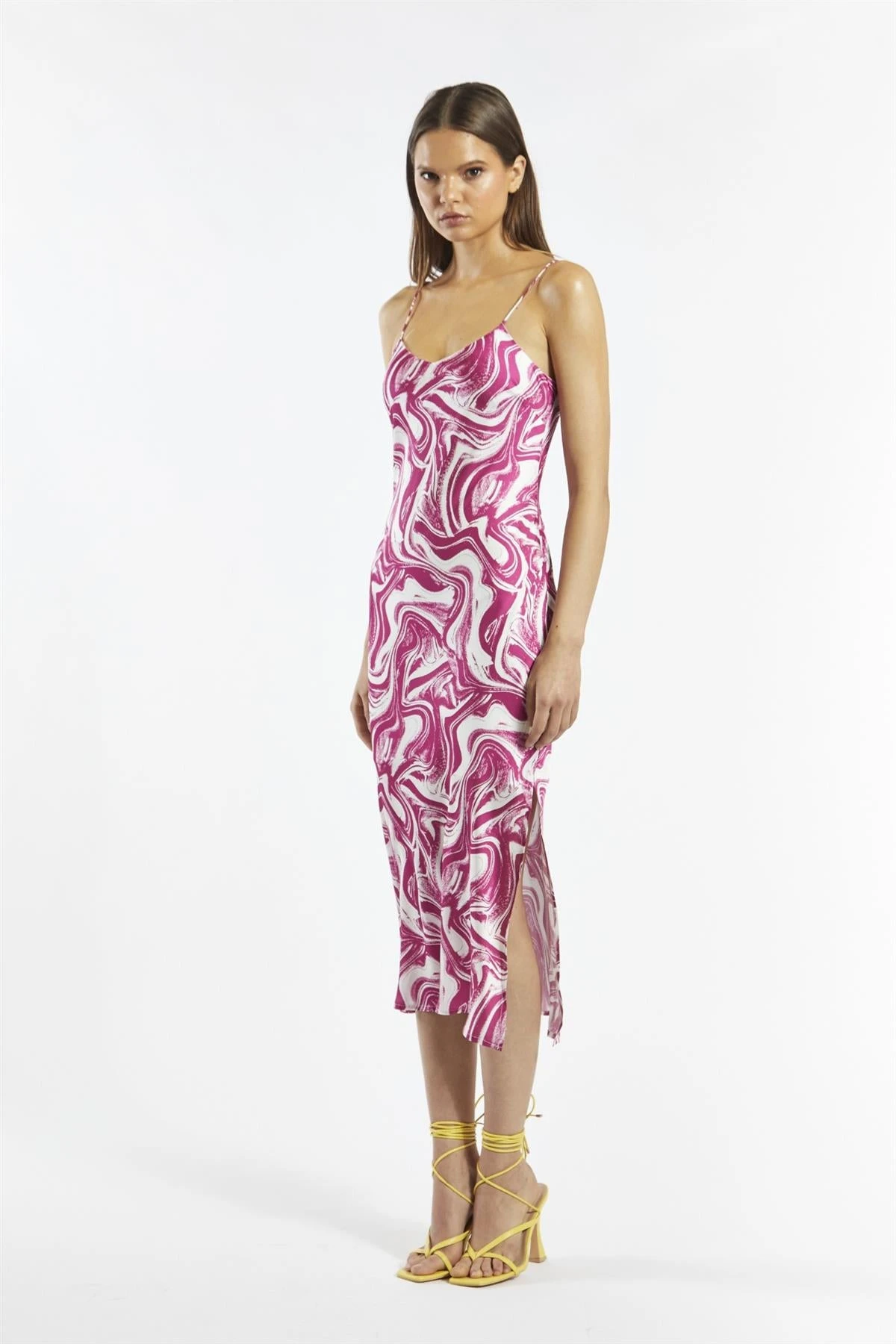 Glamorous Bright-Pink Marble Cami Midi-Dress 3 Glamorous Bright-Pink Marble Cami Midi-Dress