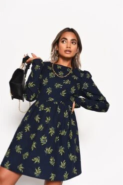 Glamorous Navy-Bouquet Long Sleeve Mini-Dress -Glamorous Shop 20b55c05 949e 491c 9c2b a295c5b88902