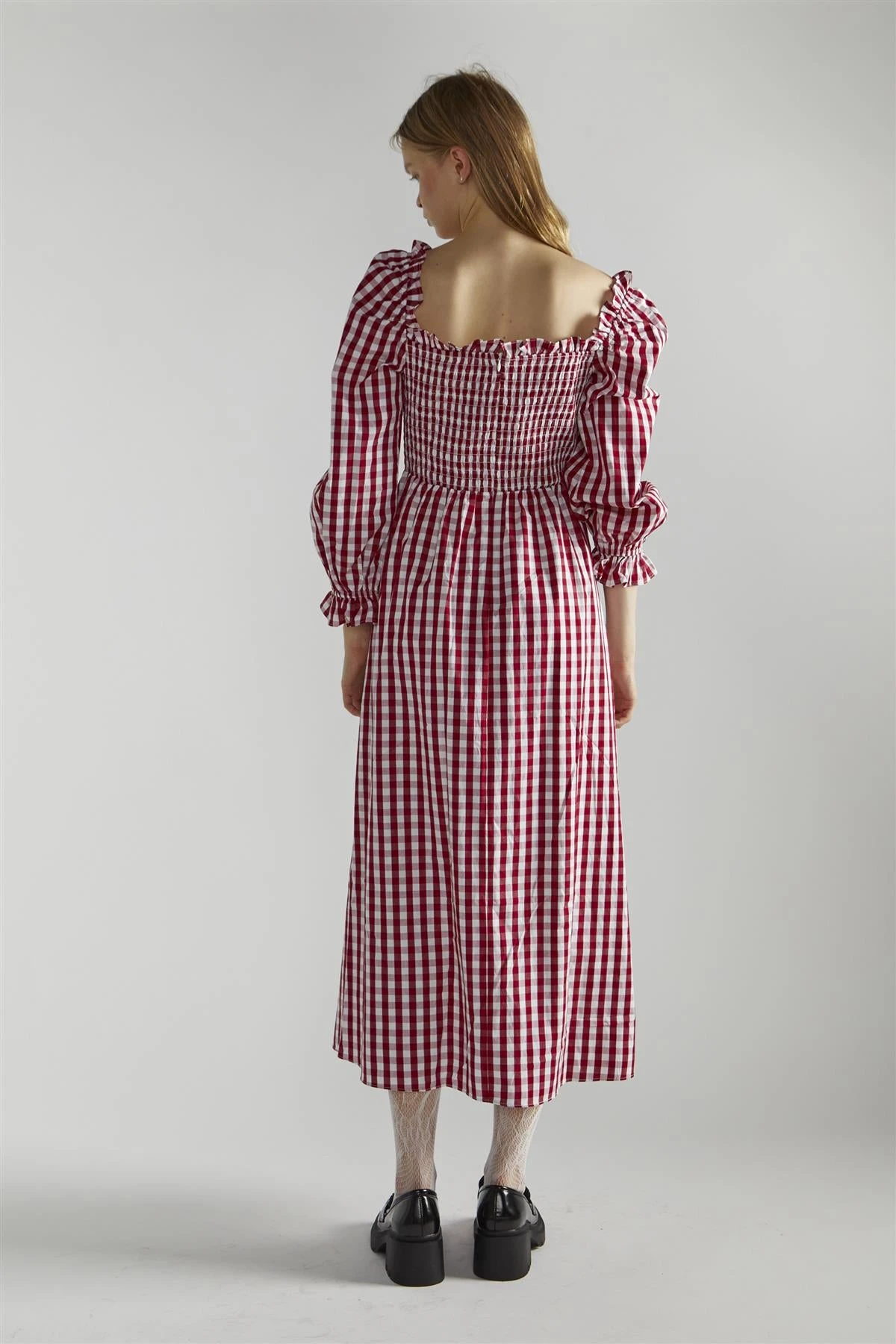 Glamorous Cherry-Red-Gingham Front-Tie-V-Neck Midaxi-Dress 4 Glamorous Cherry-Red-Gingham Front-Tie-V-Neck Midaxi-Dress - Image 2