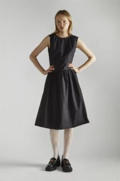 Glamorous Black A-Line Skater Midi-Dress