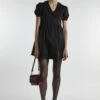 Glamorous Black Scalloped-Collar Mini-Dress