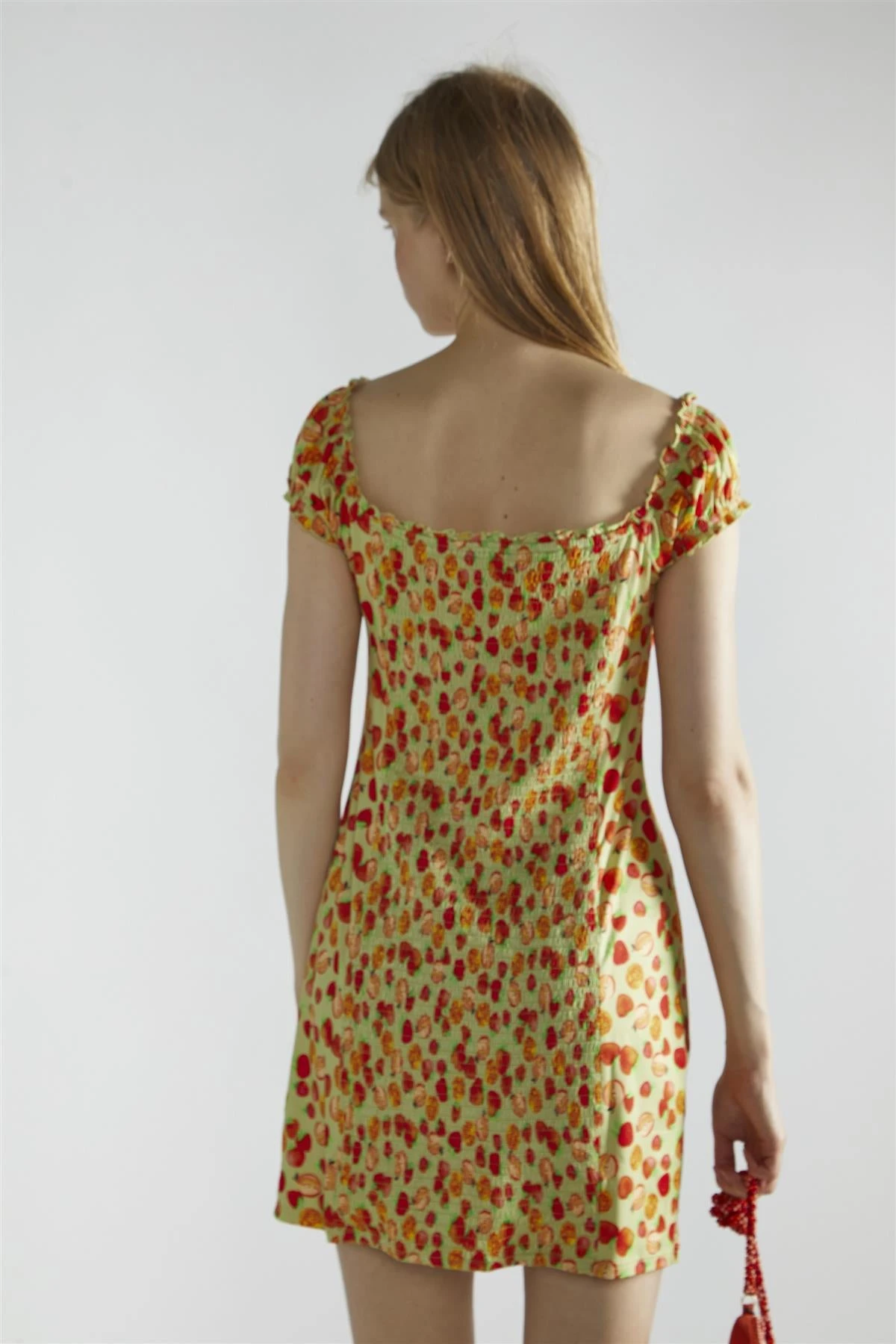 Glamorous Apple-Green-Fruit Short-Sleeve-A-Line Mini-Dress 4 Glamorous Apple-Green-Fruit Short-Sleeve-A-Line Mini-Dress - Image 2