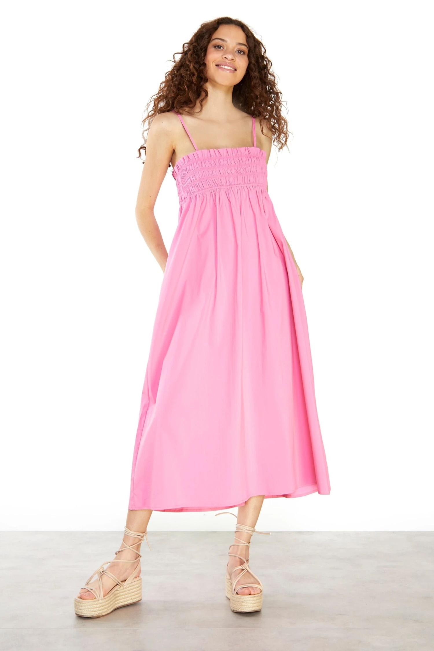 Glamorous Pink Carnation Ruffled Midi Dress 3 Glamorous Pink Carnation Ruffled Midi Dress