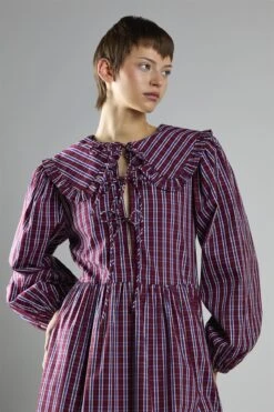 Glamorous Burgundy-Navy-Check Tie-Front Midi-Dress -Glamorous Shop 2e297cfc e931 48f2 8714 e609a6f2663a