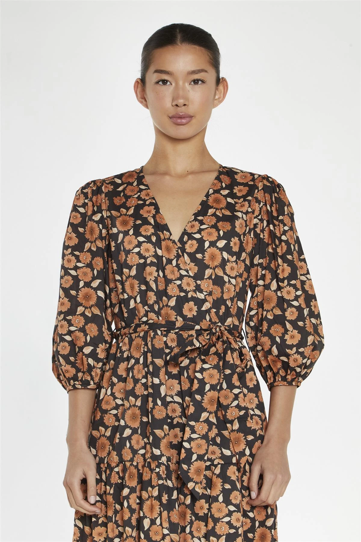 Glamorous Burnt-Orange Daisy Wrap Midi-Dress 5 Glamorous Burnt-Orange Daisy Wrap Midi-Dress - Image 3