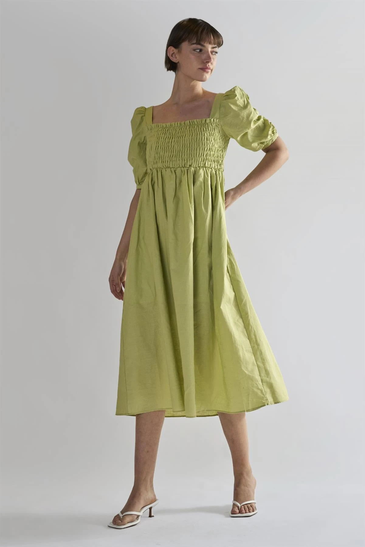 Glamorous Pistachio Square Neck Short Sleeve Midi Dresses 5 Glamorous Pistachio Square Neck Short Sleeve Midi Dresses - Image 3