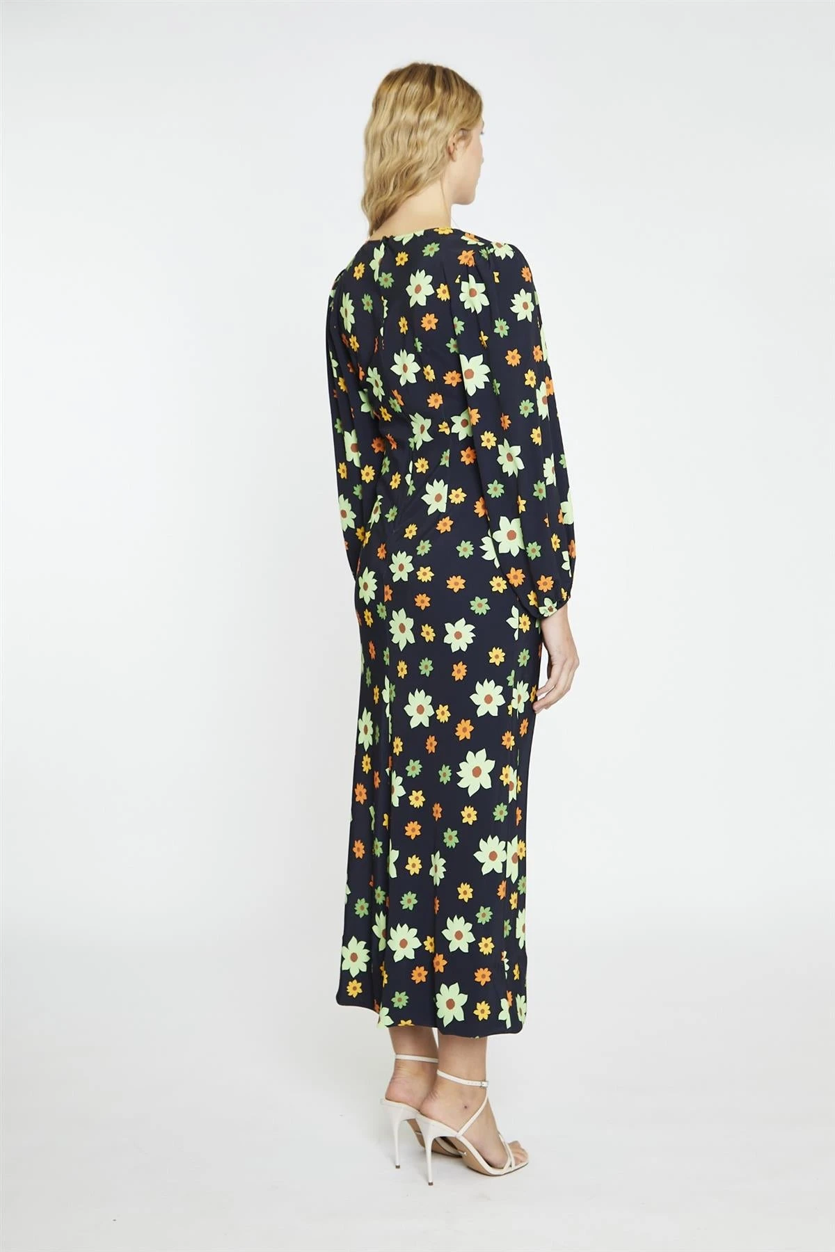 Glamorous Black-Green Flower V-Neck Maxi-Dress 6 Glamorous Black-Green Flower V-Neck Maxi-Dress - Image 4