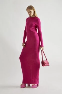 Glamorous Pink High-Neck Rib-Knit Midaxi-dress -Glamorous Shop 31ea2014 91ef 4501 964c d7a272b9c8dd