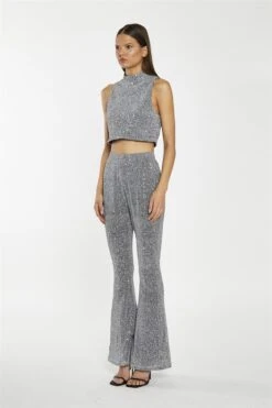 Glamorous Silver-Sequin Plisse Flared-Trousers -Glamorous Shop 34ba9407 2c8a 4502 9e99 750749956c18