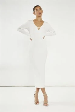 Glamorous Off-White Bead Detail Maxi-Dress