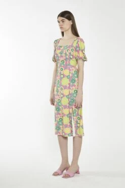 Glamorous Pink-Multi-60S-Flower Square-Neck Midi-Dress -Glamorous Shop 3cc56cef 5fe7 444b badc d5c04d1e3c1d