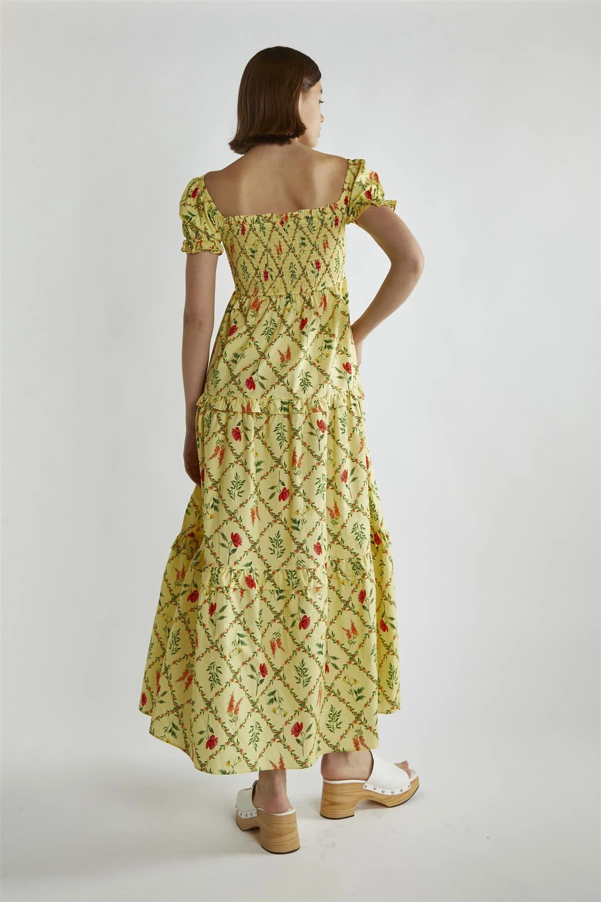 Glamorous Yellow Floral-Lattice Scoop Neck Maxi-Dress 4 Glamorous Yellow Floral-Lattice Scoop Neck Maxi-Dress - Image 2