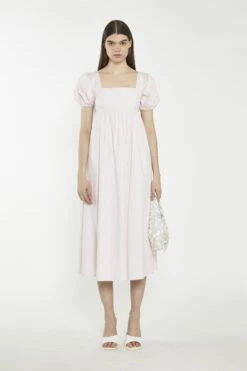 Glamorous Light Pink Balloon Short-Sleeve Midi-Dress