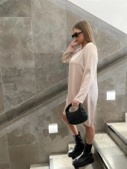 Glamorous Dusty-Pink Crew-Neck Midi-Dress -Glamorous Shop 4481f461 f5fd 4e16 ab9c c68b135f8a3c