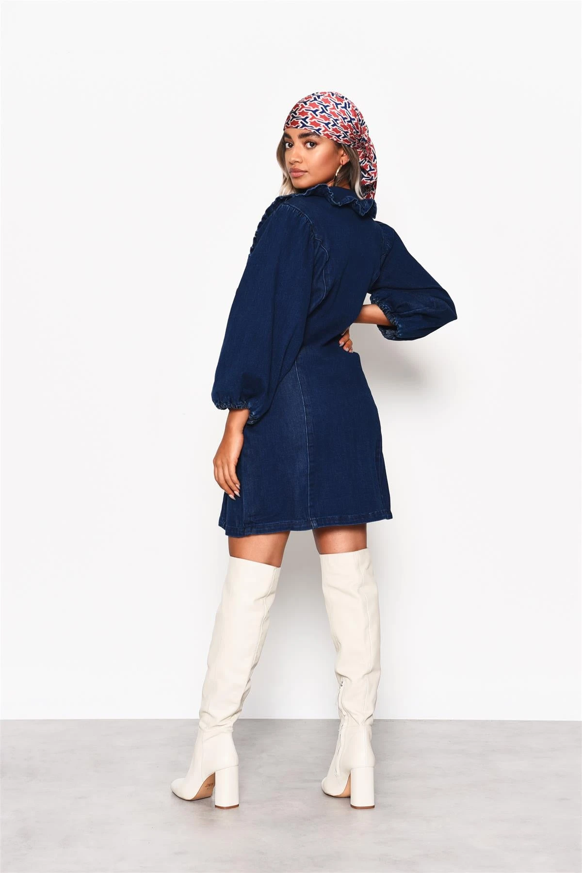 Glamorous Dark Stonewash V-Neck Button Front Mini-Dress 4 Glamorous Dark Stonewash V-Neck Button Front Mini-Dress - Image 2