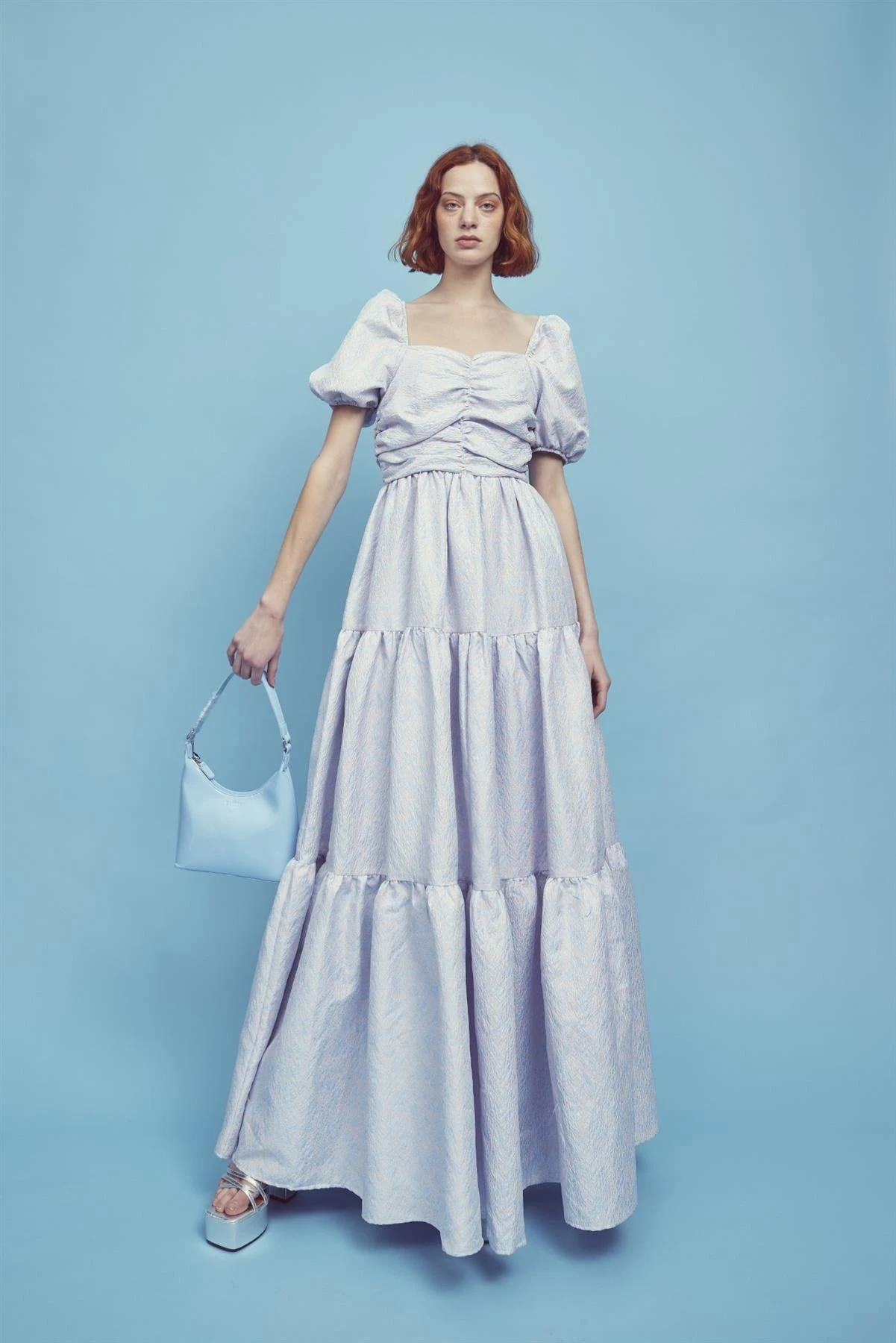 Glamorous Zara Ruched Bodice Maxi Dress -Powder-Blue Daisies 7 Glamorous Zara Ruched Bodice Maxi Dress -Powder-Blue Daisies - Image 5