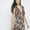 Glamorous Dark-Brown-Paisley Deep-V-Neck Maxi-Dress