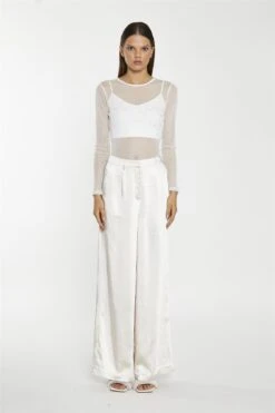 Glamorous White-Mesh Diamante Classic-Bodysuit