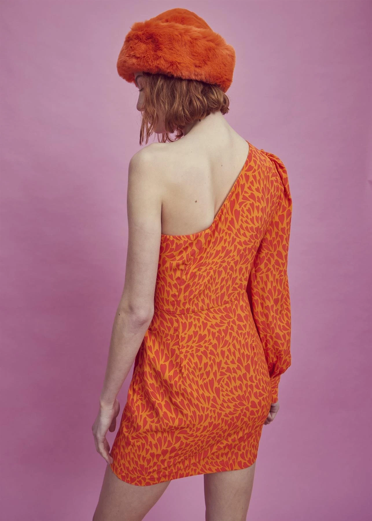 Glamorous Paige One Shoulder Mini-Dress -Orange/Red Heart 4 Glamorous Paige One Shoulder Mini-Dress -Orange/Red Heart - Image 2