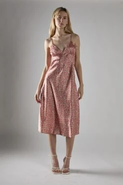 Glamorous Multi Coral Ditsy Spaghetti-Strap Midi-Dress