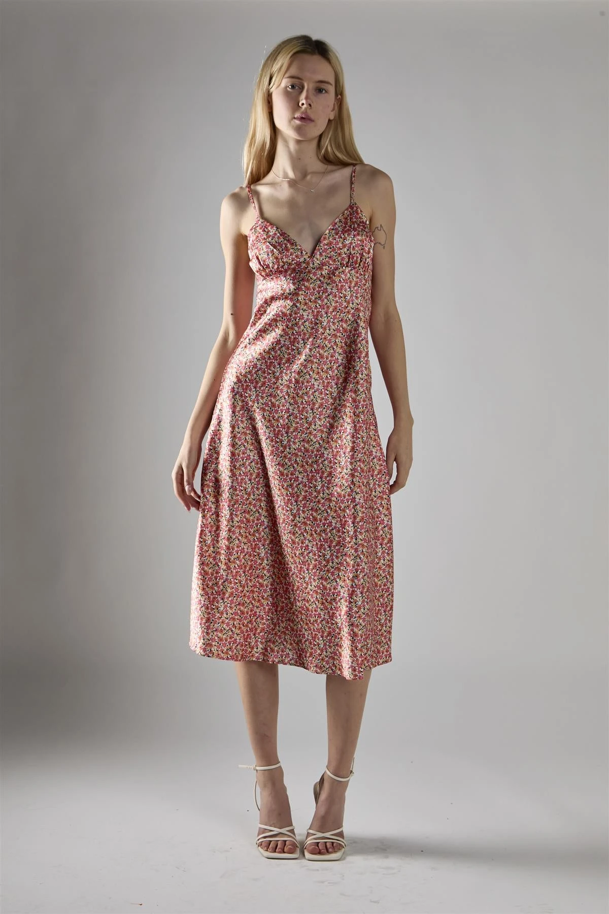 Glamorous Multi Coral Ditsy Spaghetti-Strap Midi-Dress 3 Glamorous Multi Coral Ditsy Spaghetti-Strap Midi-Dress