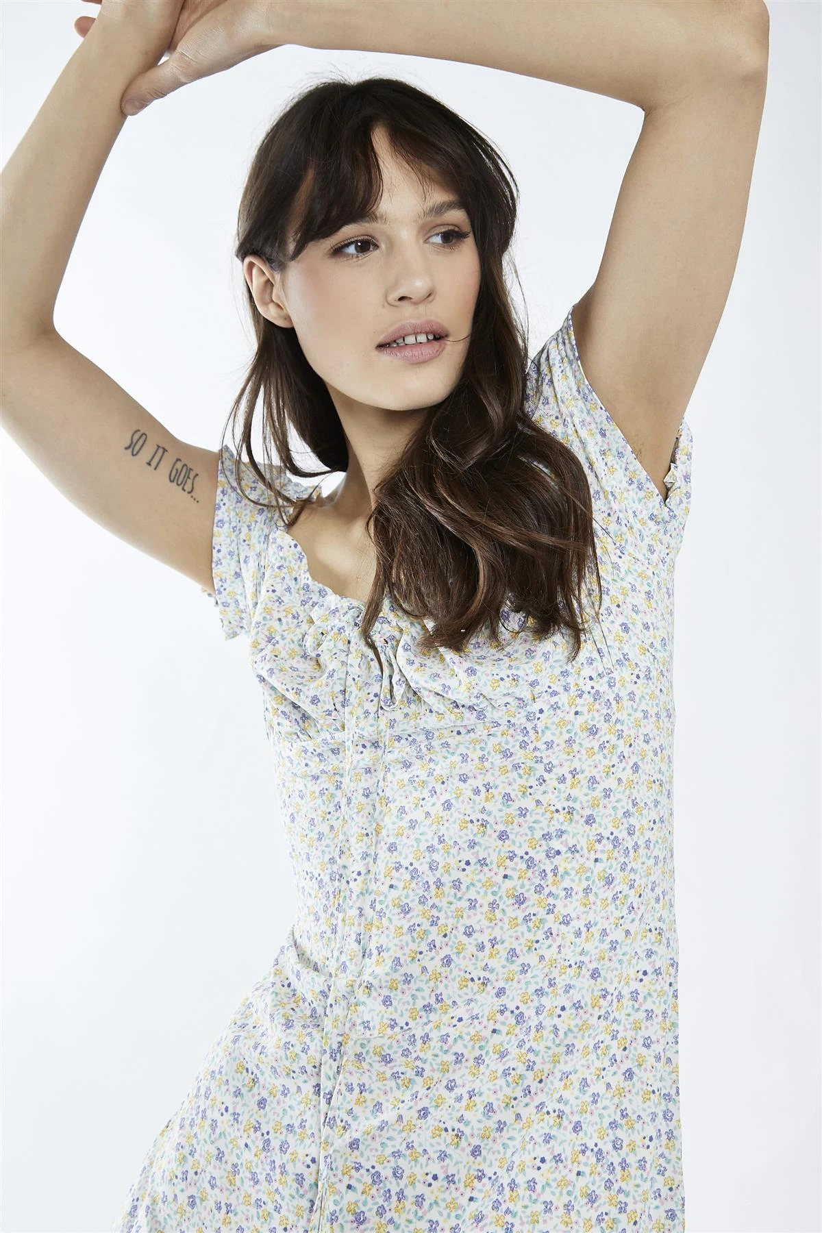 Glamorous Lilac-Multi-Ditsy Front Tie Mini-Dress 6 Glamorous Lilac-Multi-Ditsy Front Tie Mini-Dress - Image 4