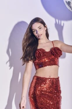 Glamorous Rosa Co-ord Corsage Bust Crop Top - Deep Red -Glamorous Shop 55fc0384 dd31 4a6a a1ec 99307cb35697