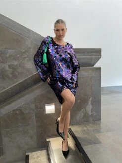 Glamorous Curve Mackenzie Flared Sleeve Sequin Mini-Dress - Petrol Mix -Glamorous Shop 589bbc0c 6c35 4b30 ae62 c66d9e736908