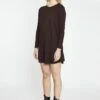 Glamorous Dark-Brown Basic Long-Sleeve Mini-Dress