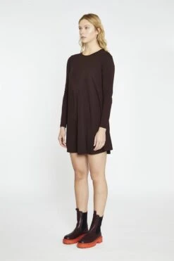 Glamorous Dark-Brown Basic Long-Sleeve Mini-Dress