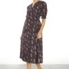 Glamorous Black Pink Motif Wrap Midi Dress
