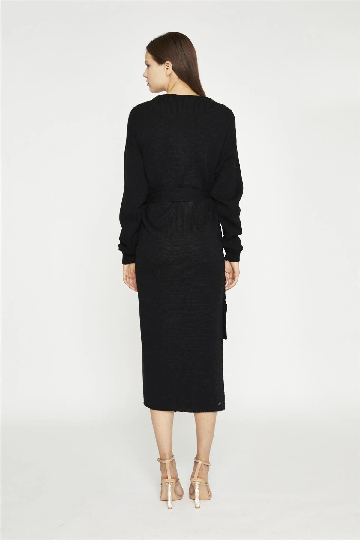 Glamorous Women's Black Tie-Waist Knitted Midi-Dress 4 Glamorous Women's Black Tie-Waist Knitted Midi-Dress - Image 2