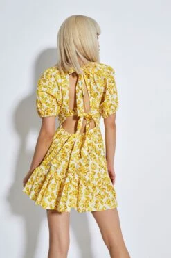 Glamorous Yellow Texture Ditsy Open Back Mini Dress -Glamorous Shop 61d1f0e0aab54807f05b26ef8ab6862b
