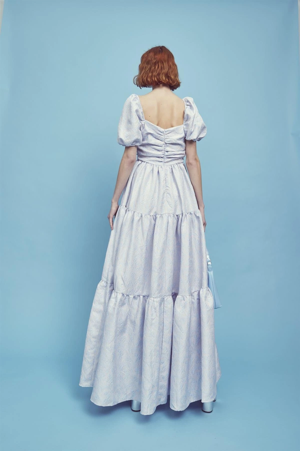 Glamorous Zara Ruched Bodice Maxi Dress -Powder-Blue Daisies 4 Glamorous Zara Ruched Bodice Maxi Dress -Powder-Blue Daisies - Image 2